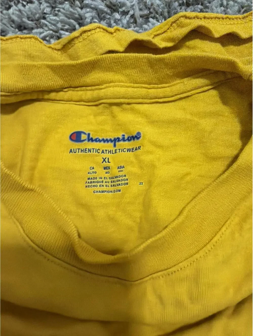 Champion Mens Shirt XL Yellow Logo Graphic Tee - Picture 3 of 4